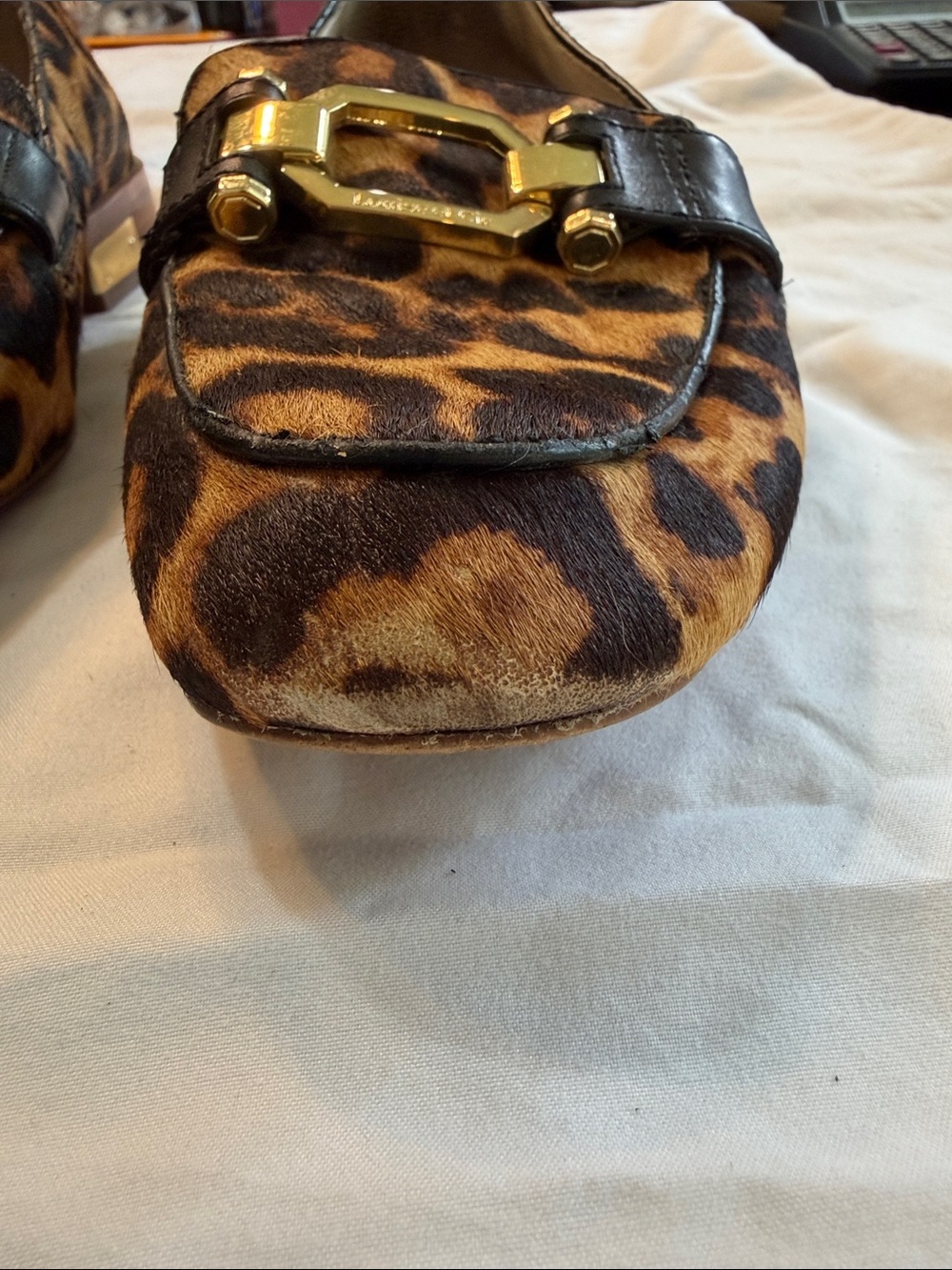 Louise et Cie Leopard Print Loafers with Gold Hardware - Picture 9 of 14